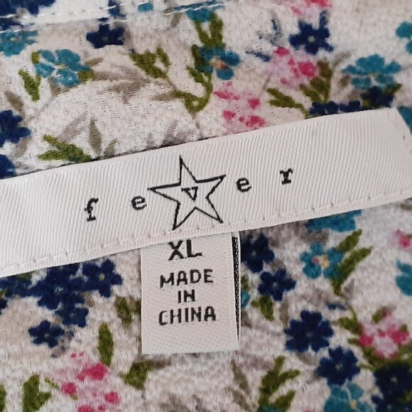 WOMEN'S "Fever" Blue/Pink Floral Tunic; Ruffle Sleeves; Lace; Size XL - Picture 5 of 7